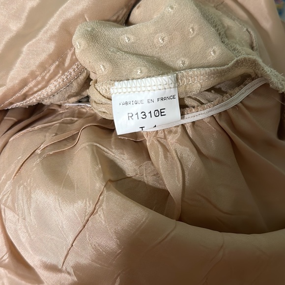 Sandro Women’s Polka Dot Silk Delicate Lightweight Dress Tan Size Small - Picture 10 of 11